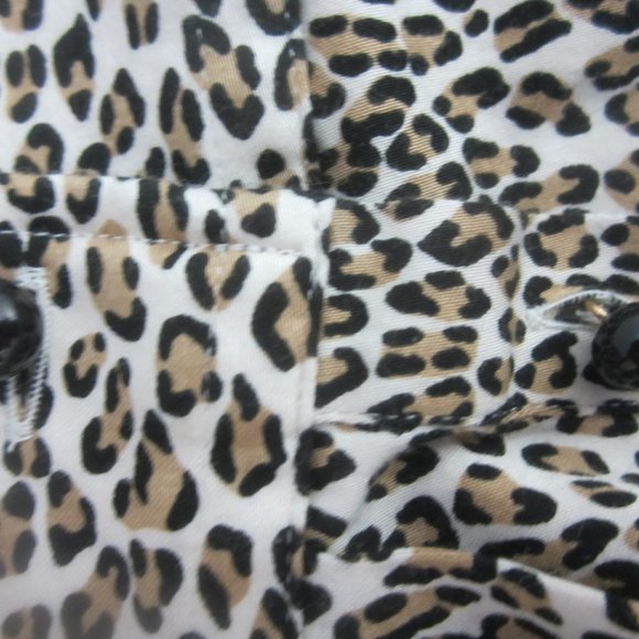 Talbots Womens 6 Petite 6P Brown White Leopard Animal Print Cotton Blouse Shirt - Picture 8 of 11
